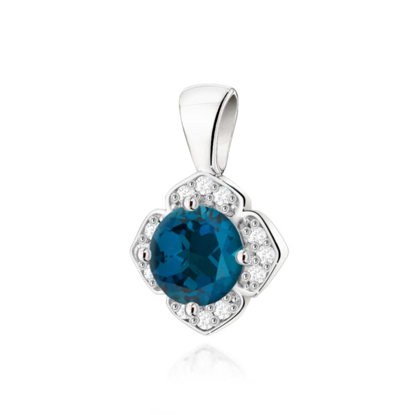 Białe Złoto Zawieszka z Topazem London Blue 0,50 ct