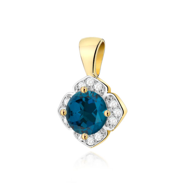 Żółte Złoto Zawieszka z Topazem London Blue 0,50 ct