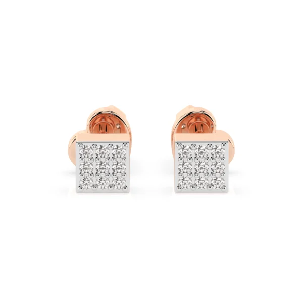 Różowe Złoto Kolczyki z Diamentem 0,11 ct Kolekcja Illusion, Minimalism