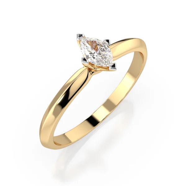 Żółte Złoto Pierścionek z Diamentem 0,10 ct Kolekcja Classic, Fancy Cut