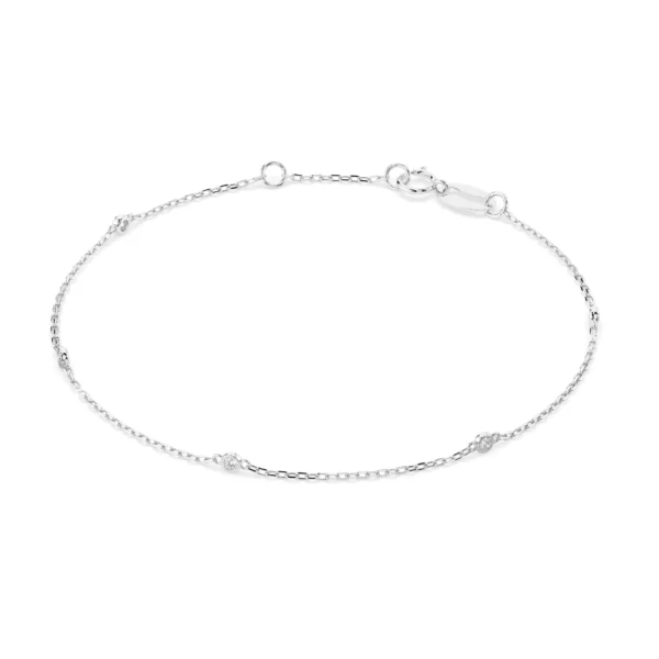 Białe Złoto Bransoletka z Diamentami 0,07 ct Kolekcja Minimalism