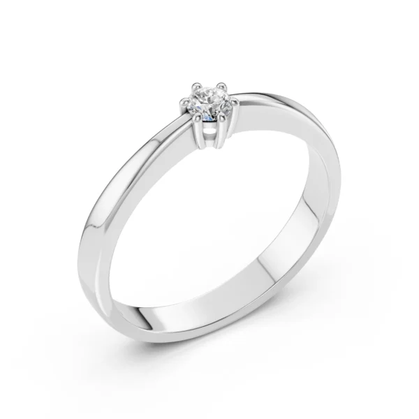 Białe Złoto Pierścionek z Diamentem 0,10 ct Kolekcja Classic