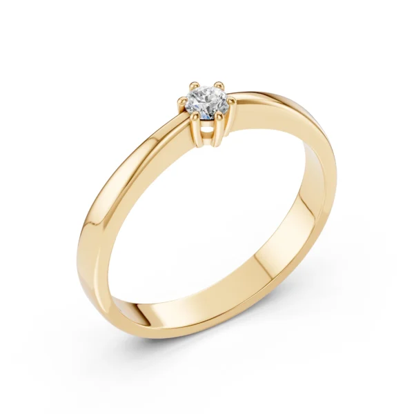Żółte Złoto Pierścionek z Diamentem 0,10 ct Kolekcja Classic