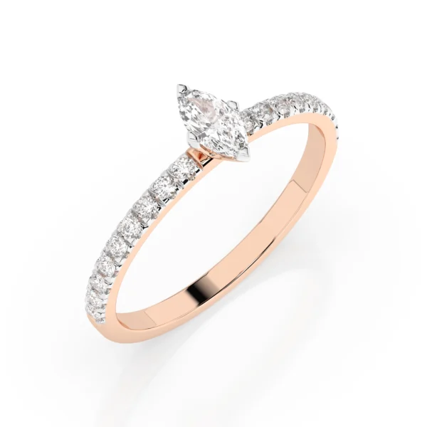 Różowe Złoto Pierścionek z Diamentem 0,28 ct Kolekcja Classic, Fancy Cut