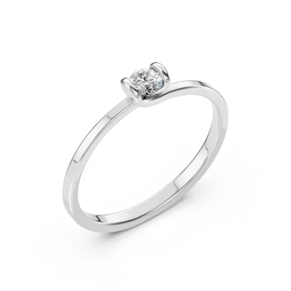 Białe Złoto Pierścionek z Diamentem 0,15 ct Kolekcja Classic