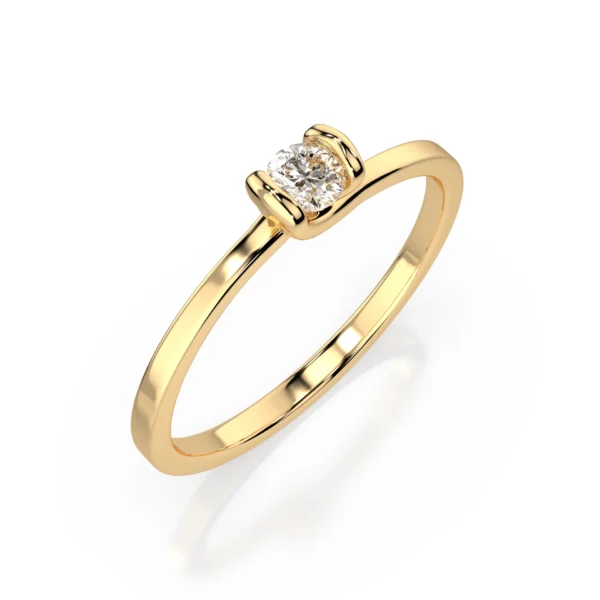 Żółte Złoto Pierścionek z Diamentem 0,10 ct Kolekcja Classic