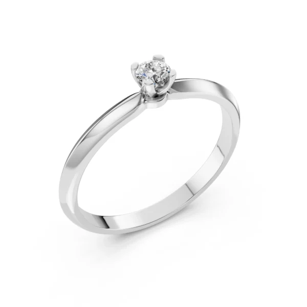 Białe Złoto Pierścionek z Diamentem 0,10 ct Kolekcja Classic