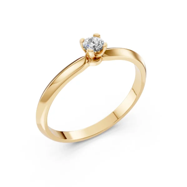 Żółte Złoto Pierścionek z Diamentem 0,10 ct Kolekcja Classic