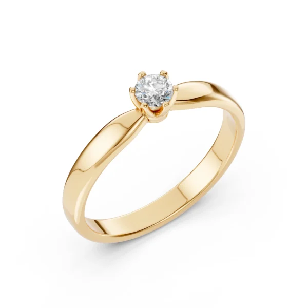Żółte Złoto Pierścionek z Diamentem 0,15 ct Kolekcja Classic