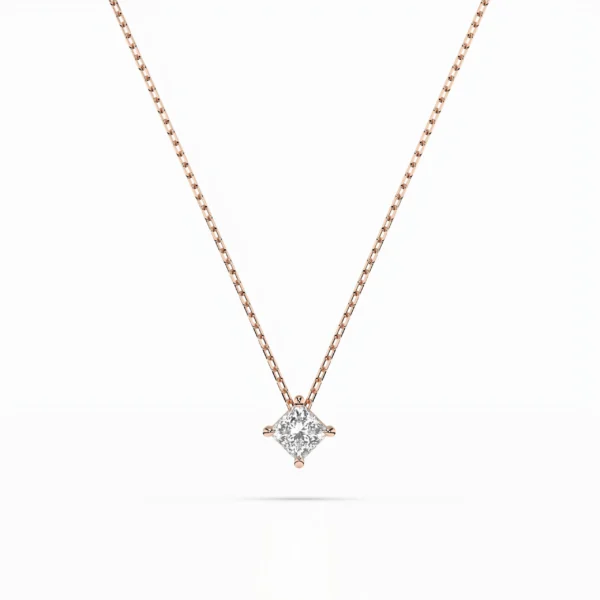 Różowe Złoto Naszyjnik z Diamentem 0,17 ct w Szlifie Princess Kolekcja Classic, Fancy Cut