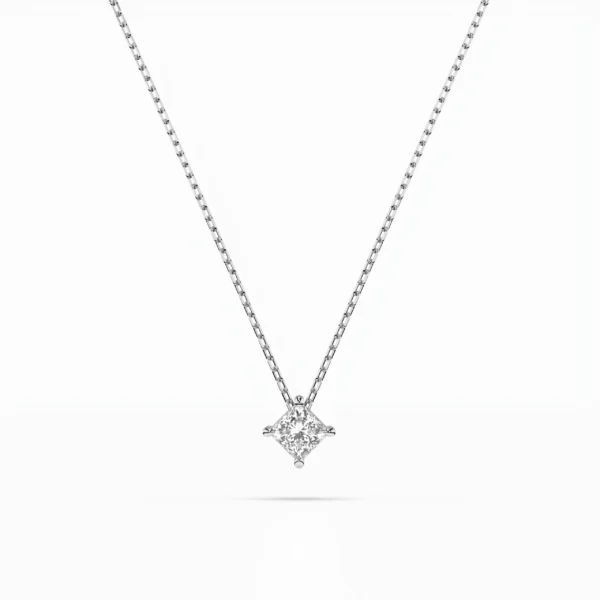 Białe Złoto Naszyjnik z Diamentem 0,10 ct w Szlifie Princess Kolekcja Classic, Fancy Cut
