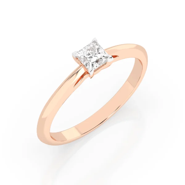 Różowe Złoto Pierścionek z Diamentem 0,30 ct w Szlifie Princess Kolekcja Classic, Fancy Cut