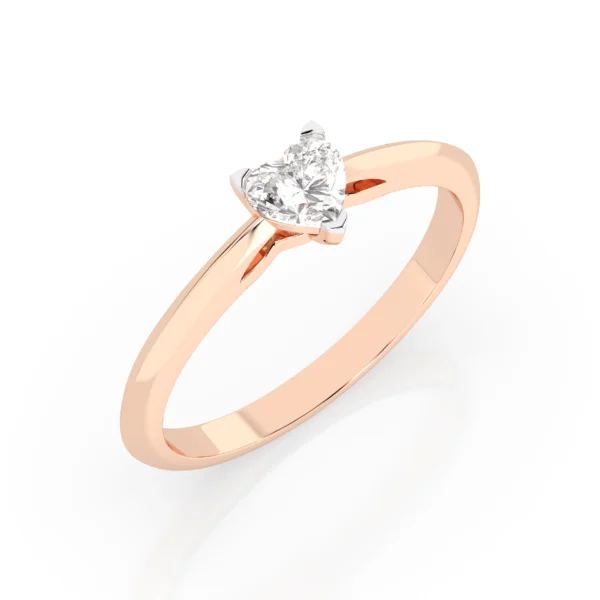 Różowe Złoto Pierścionek z Diamentem 0,30 ct w Szlifie Serca Kolekcja Classic, Fancy Cut, Pure Love