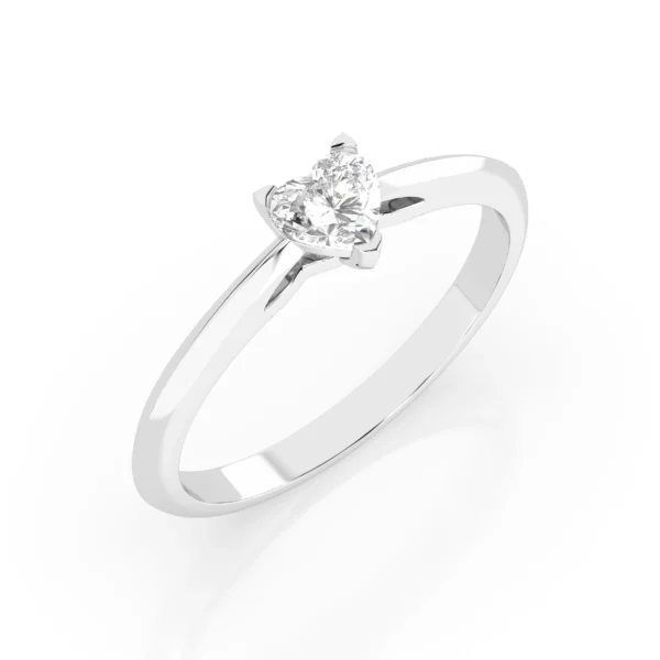 Białe Złoto Pierścionek z Diamentem 0,30 ct w Szlifie Serca Kolekcja Classic, Fancy Cut, Pure Love