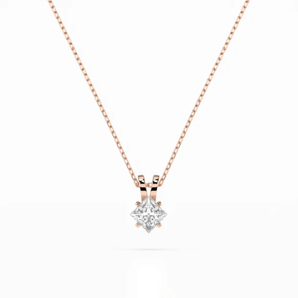 Różowe Złoto Naszyjnik z Diamentem 0,30 ct w Szlifie Princess Kolekcja Fancy Cut, Classic
