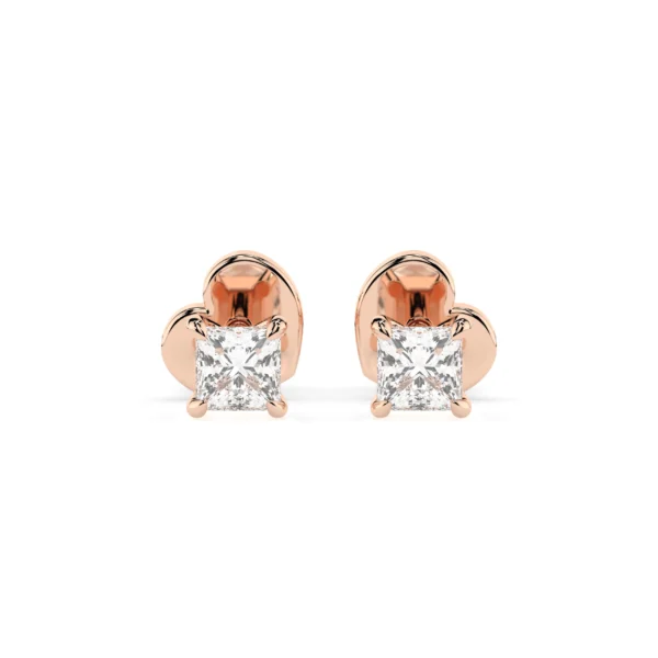Różowe Złoto Kolczyki z Diamentami 0,20 ct w Szlifie Princess Kolekcja Classic, Fancy Cut