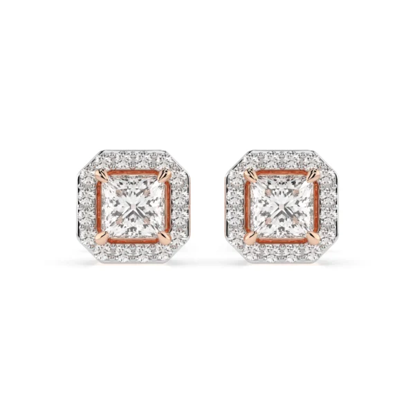 Różowe Złoto Kolczyki z Diamentami 0,50 ct w Szlifie Princess Kolekcja Classic, Fancy Cut