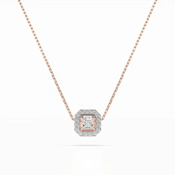 Różowe Złoto Naszyjnik z Diamentem 0,25 ct w Szlifie Princess Kolekcja Classic, Fancy Cut