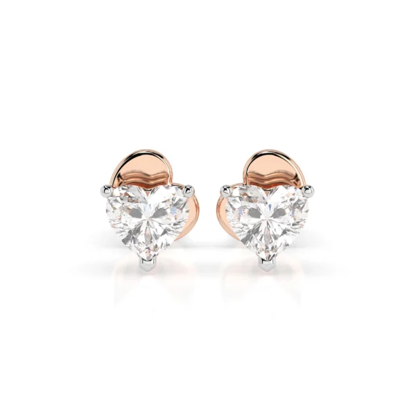 Różowe Złoto Kolczyki z Diamentem 0,60 ct w Szlifie Serca Kolekcja Classic, Fancy Cut, Pure Love