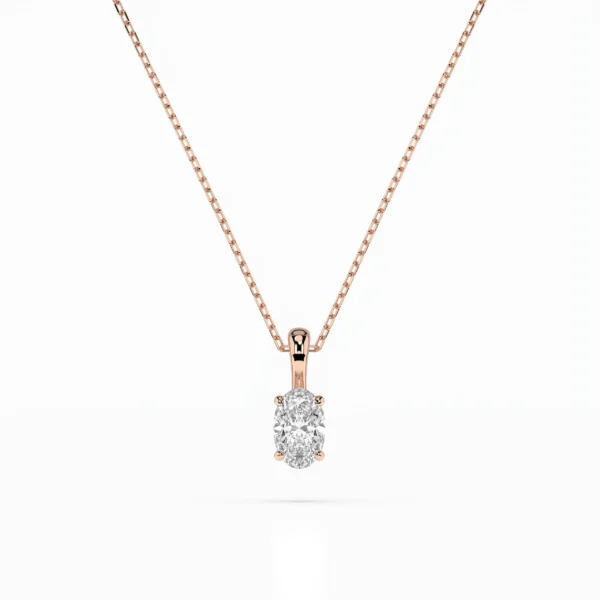 Różowe Złoto Naszyjnik z Diamentem 0,30 ct w Szlifie Owalnym Kolekcja Fancy Cut, Classic