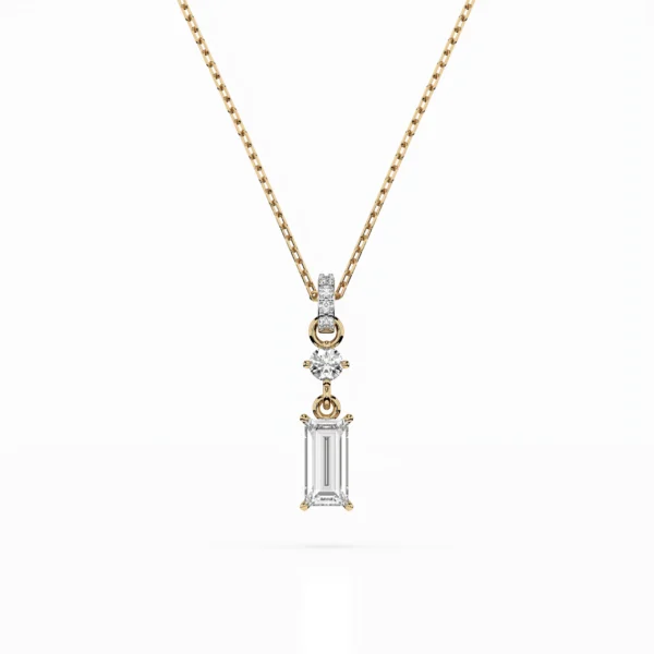 Żółte Złoto Naszyjnik z Diamentem 0,36 ct w Szlifie Bagietka Kolekcja Fancy Cut, Classic