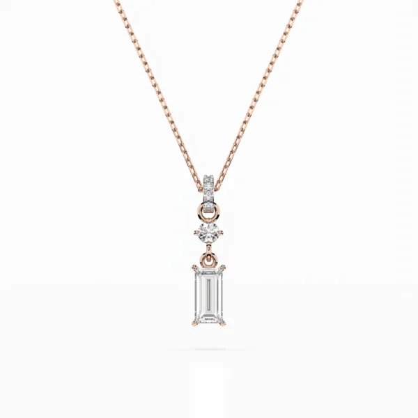 Różowe Złoto Naszyjnik z Diamentem 0,36 ct w Szlifie Bagietka Kolekcja Fancy Cut, Classic