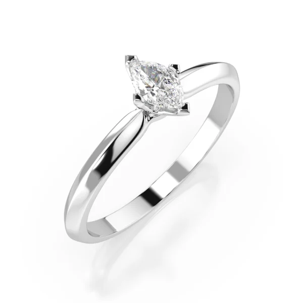 Białe Złoto Pierścionek z Diamentem 0,10 ct Kolekcja Classic, Fancy Cut