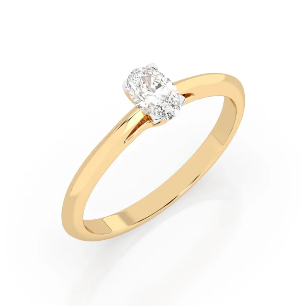 Żółte Złoto Pierścionek z Diamentem 0,30 ct w Szlifie Owalnym Kolekcja Fancy Cut, Classic