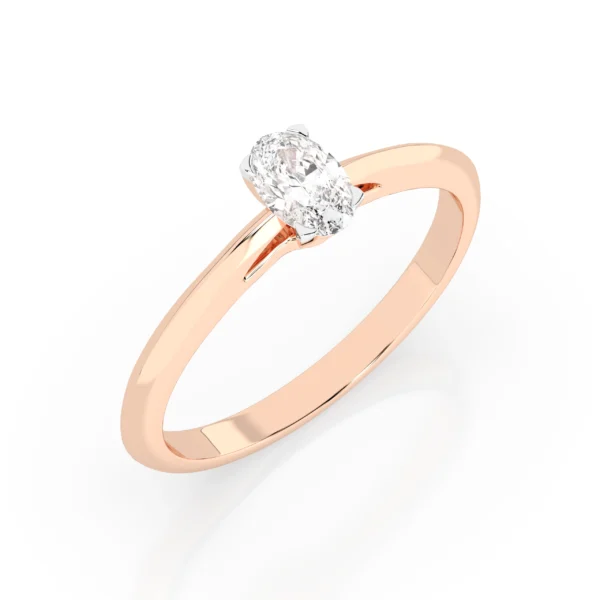 Różowe Złoto Pierścionek z Diamentem 0,30 ct w Szlifie Owalnym Kolekcja Fancy Cut, Classic