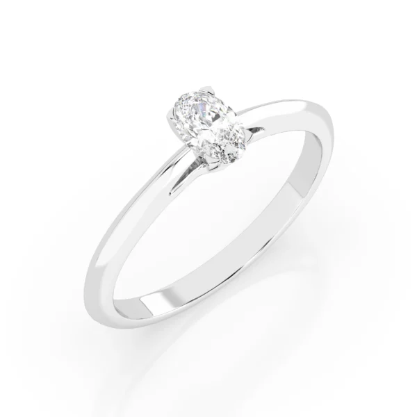 Białe Złoto Pierścionek z Diamentem 0,30 ct w Szlifie Owalnym Kolekcja Fancy Cut, Classic