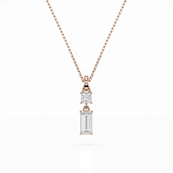 Różowe Złoto Naszyjnik z Diamentem 0,40 ct w Szlifie Bagietka Kolekcja Fancy Cut, Classic
