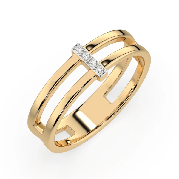 Żółte Złoto Pierścionek z Diamentem 0,04 ct Kolekcja Minimalism