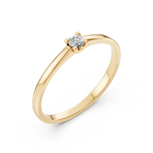 Żółte Złoto Pierścionek z Diamentem 0,17 ct Kolekcja Classic