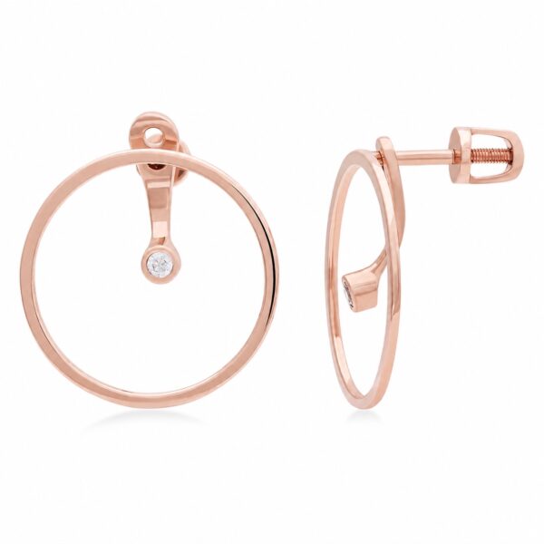 Różowe Złoto Kolczyki z Diamentami 0,06 ct Kolekcja Minimalism
