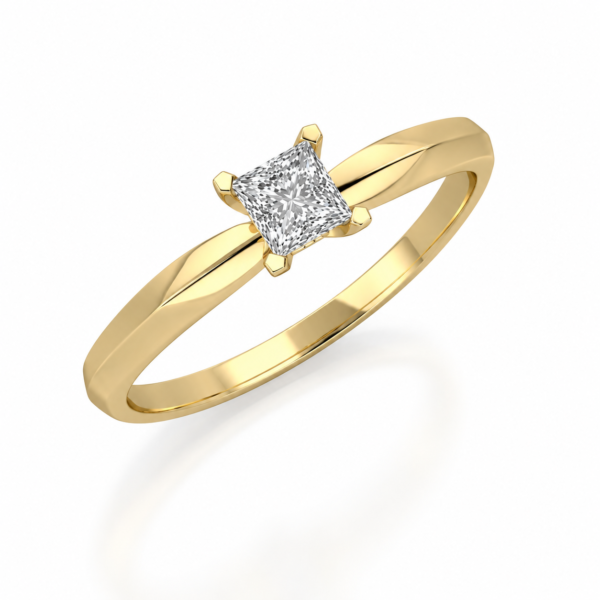 Żółte Złoto Pierścionek z Diamentem Princess 0,17 ct Kolekcja Fancy Cut